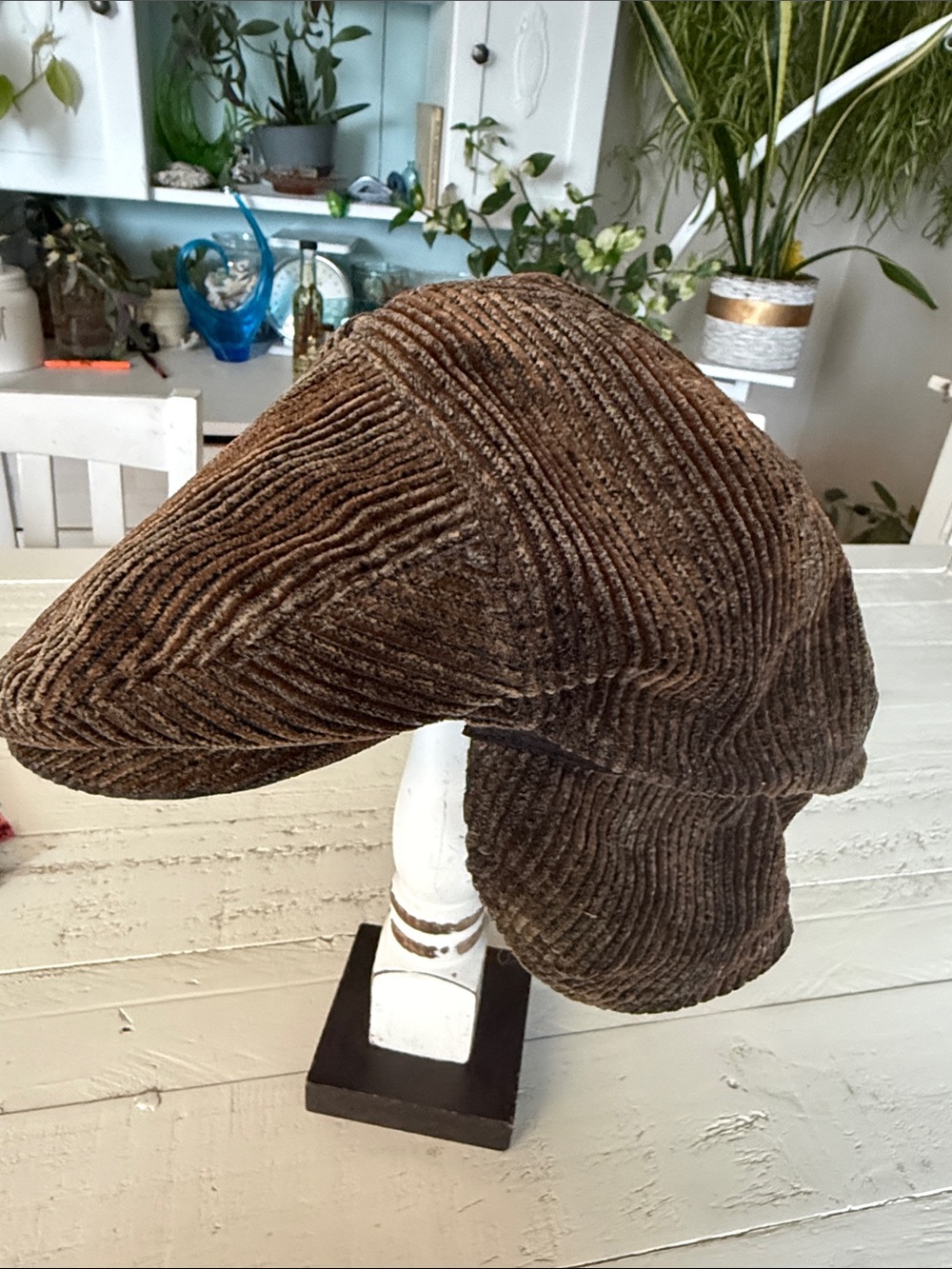 Vintage 1970s Magill CORDUROY EAR FLAP FLAT CAP- BROWN Corderoy